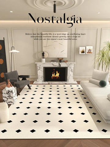 Navak Carpet Teppiche im nordischen Stil für Schlafzimmer, flauschig, weich, Wohnzimmerdekoration, Plüschteppich, moderner minimalistischer Arbeitszimmerteppich, dicke karierte Bodenmatte