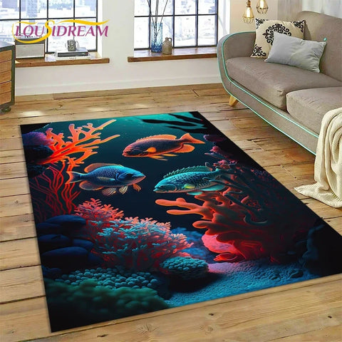 Navak Teppich, 3D-Unterwasserwelt, Meeresboden, Delfin, Cartoon-Teppich, für Schlafzimmer, Wohnzimmer, Sofa, Dekoration, große Bodenmatte für Kinder