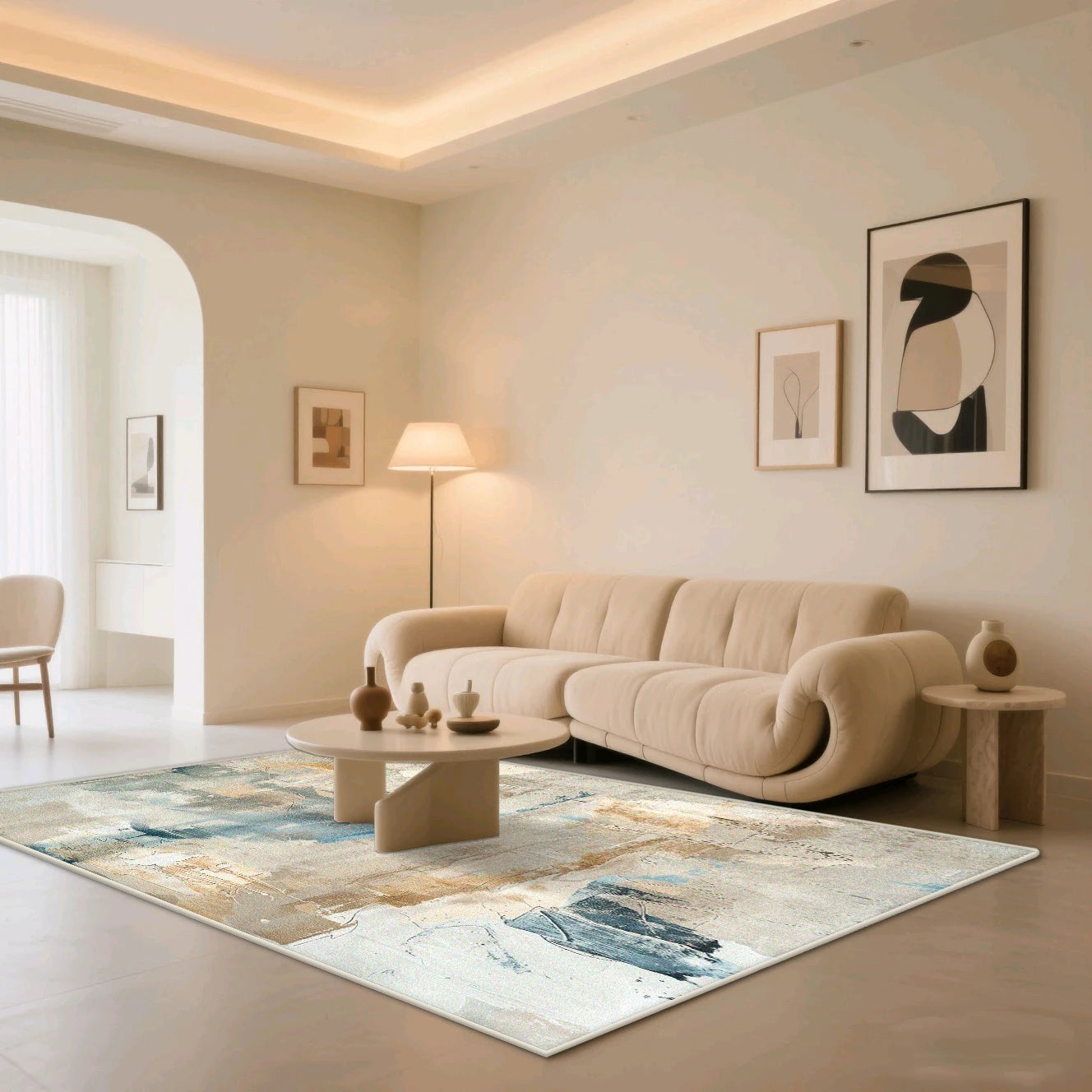 Navak Teppich, Kunststil, abstrakt, weich, Schlafzimmer-Dekoration, großer Teppich, rutschfest, Sofa-Tischset, faltbar, maschinenwaschbar, Wohnzimmerteppich
