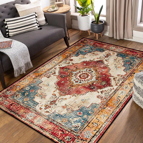 Navak Carpet Bohemian Persian Style Carpet for Living Room Retro Decoration Soft Bedroom Cloakroom Rugs Non-slip Entrance Door Mat Washable
