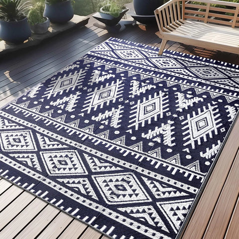 Navak Carpet Olanly Outdoor Waterproof Rugs Reversible Plastic Straw Rug Indoor Outdoor Washable Boho Patio Rug RV Mat For Patio Camp Picnic