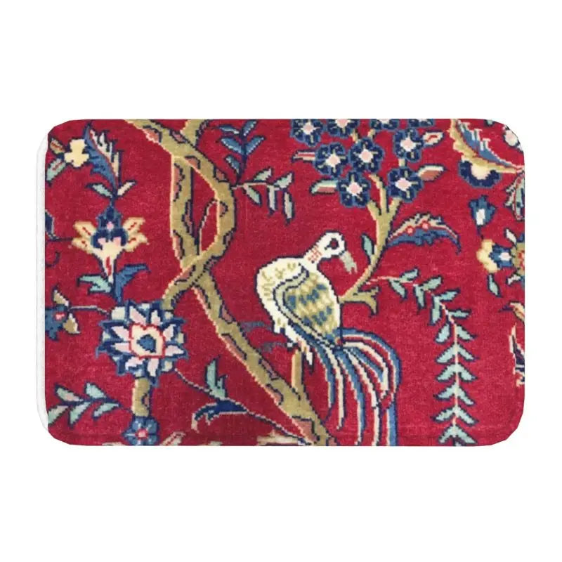 Navak Teppich, blau, antik, persischer Isfahan-Seidenteppich mit Tieren, Eingangsmatte, Stammes-Ethno-Blumenmuster, Badematte, Teppich