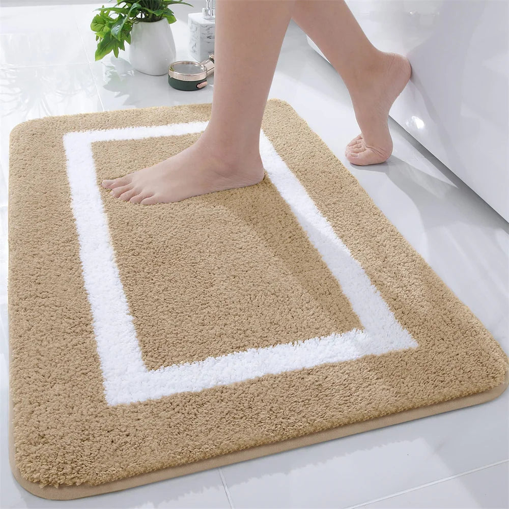 Navak Carpet Olanly Shaggy-Badematte, Mikrofaser, super saugfähig, Badezimmer-Duschvorleger, rutschfest, weiche Duschmatten, Bodenplüschteppich, Fußwaschmatte
