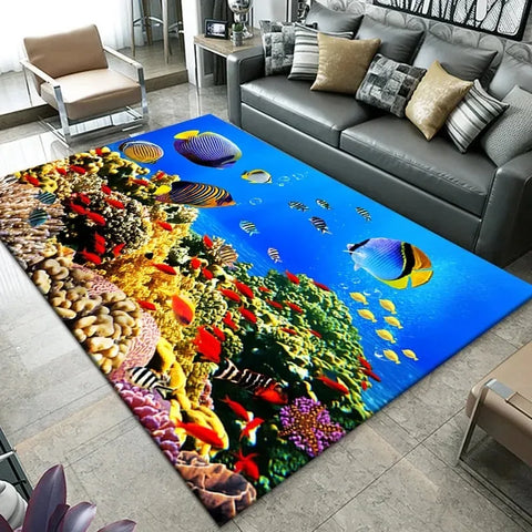 Navak Carpet3D Strand Meer Wellen Muster Teppich Tür Bodenmatte Fisch Fußmatte Rutschfeste Bodenmatte Wohnzimmer Teppich Home Zimmer Schlafzimmer Dekoration