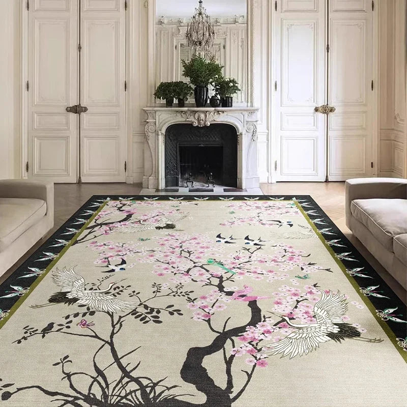 Navak Teppich, künstlerischer Blumenteppich, Blumenvogel, luxuriöser dekorativer Teppich, Wohnzimmer, große Teppiche, gemütlich, rutschfest, pflegeleicht, Schlafzimmerteppich, 양탄자