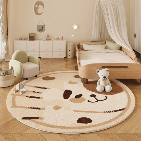 Navak Teppich, Cartoon-Stil, Schlafzimmer-Dekor, Teppich, dicke Plüsch-Bodenmatte für Kinder, flauschig, weich, rund, Teppich mit niedlichen Mustern für Wohnzimmer