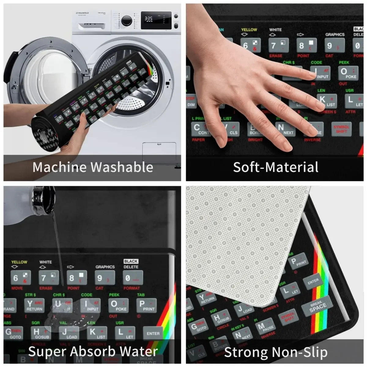 Navak Carpet ZX Spectrum Fußmatte Teppich Teppichmatte Footpad Polyester rutschfeste Antiwear Vorderzimmer Flur Küche Schlafzimmer Balkon Toilette