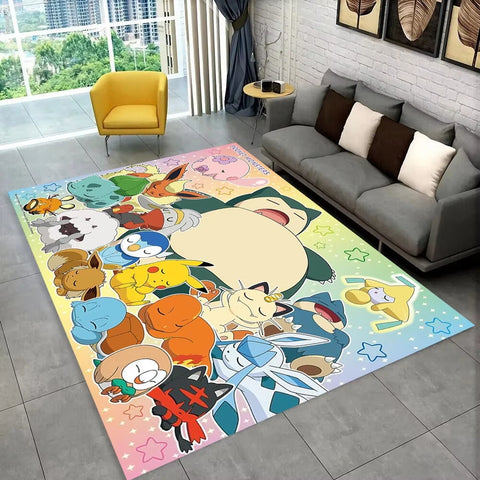 Navak Carpet Daily Picks Lustige Pokemon-Spiel-Cartoon-Bodenmatte für Kinderspielzimmer, Schlafzimmer, Wohnzimmer, weicher Teppich, Spielthema-Teppich, Männerhöhle-Dekor