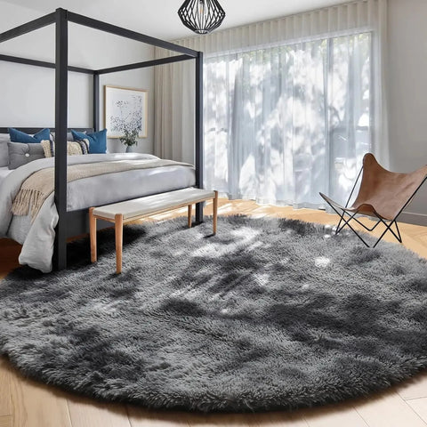 Navak Carpet Vikama, rosa, runder Teppich für Mädchenschlafzimmer, flauschiger runder Teppich für Kinderzimmer, pelziger, zotteliger Teppich für Wohnzimmer- und Spielzimmerdekoration