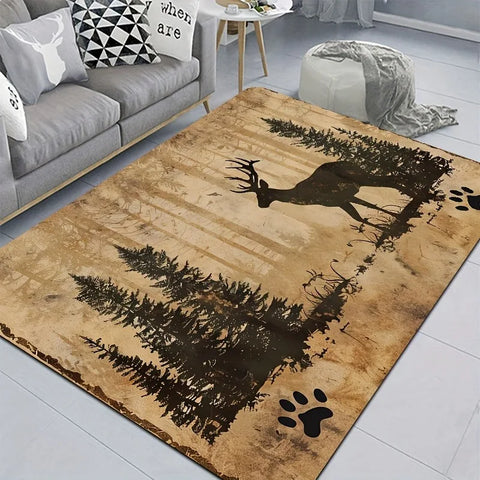 Navak Carpet 1 Stück Küchenteppich mit Milu-Hirschmuster, rutschfeste Fußmatten für Zuhause, Pop-Design, Badezimmerteppich, Badematte, Teppich für Zuhause, Waschbecken, Wäschedekor