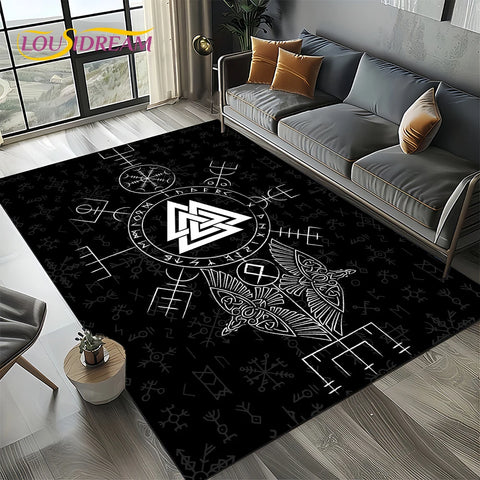 Navak Teppich Odin Viking Symbol Valknut Nordic Valhalla Teppich Teppich für Wohnzimmer Schlafzimmer Home Sofa Dekoration, Bereich Teppich rutschfeste Bodenmatte