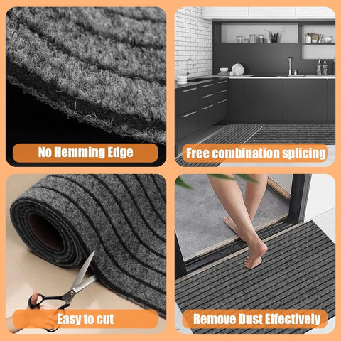 Navak Carpet Non-slip door mat, solid color striped kitchen carpet floor mat, easy to clean suitable for hallway, kitchen, bathroom