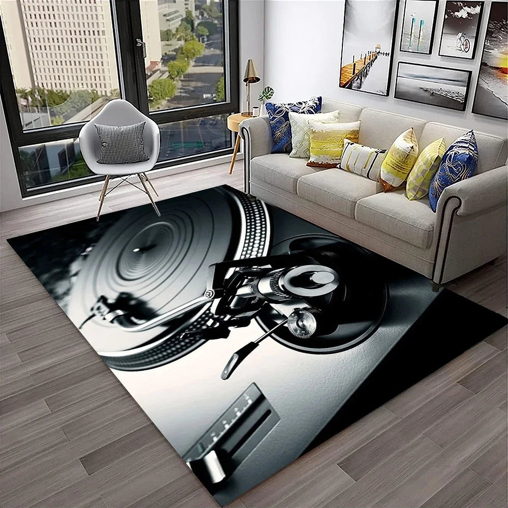 Navak Teppich, 3D-Retro-Vinyl-Schallplatte, Musikkunst, Teppich für Zuhause, Wohnzimmer, Schlafzimmer, Sofa, Fußmatte, Dekoration, Kinderspielbereich, rutschfeste Bodenmatte