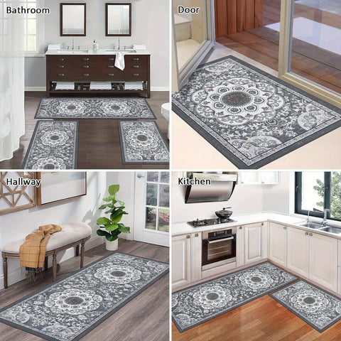 Navak Teppich 3-teiliges Set Bodenmatten Teppiche im Bohemian-Stil Küchenteppich Rutschfester, bequemer, waschbarer Küchendeko-Büro-Schlafzimmer-Flur
