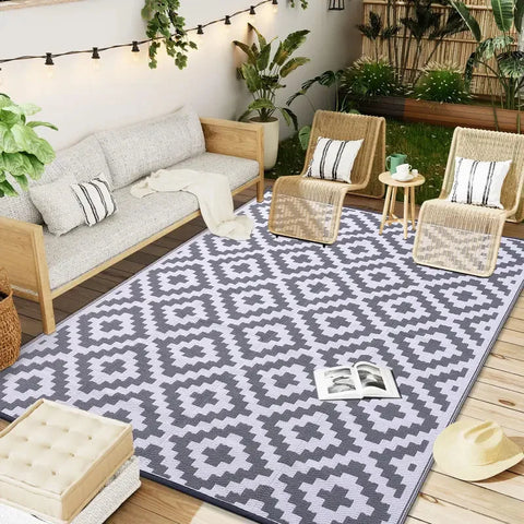 Navak Teppich UBN33HAPIHAPPY Indoor Outdoor Wendbarer Kunststoff-Stroh-Teppich für die Terrasse, Outdoor-Teppiche, wasserdicht, für Deck, Hinterhof, Familienpicknick, Bal9Hb^