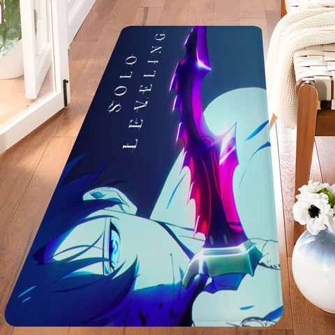 Navak Carpet Anime Solo L-Leveling Gaming-Fußmatte für den Eingangsbereich, waschbar, rutschfest, für Wohnzimmer, Sofa, Stühle, Bereichsmatte, Küche, Willkommens-Fußmatte