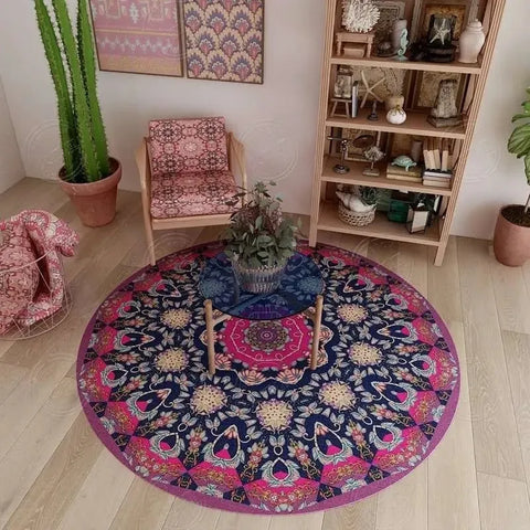 Navak Teppich, persischer Retro-Ethno-Stil, runder Wohnzimmerteppich, Couchtisch, Hängesessel, Drehstuhl, Bodenmatte, Schlafzimmer, Nachttischteppich