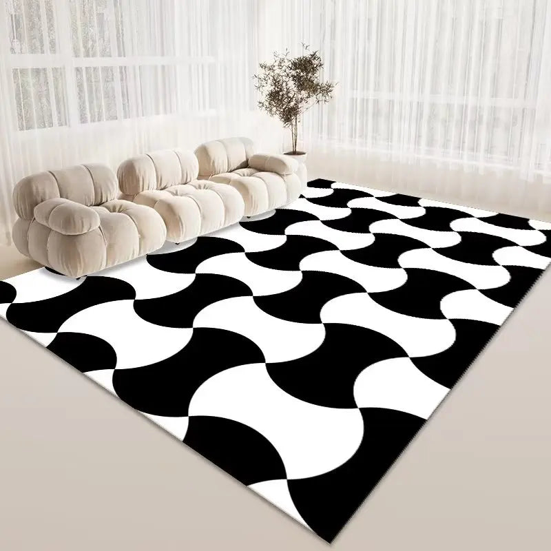 Navak Carpet Nordic style Living Room Carpet Black and White Minimalist Striped Home Decoration Bedroom Rug Coffee Table Non-slip soft Mat