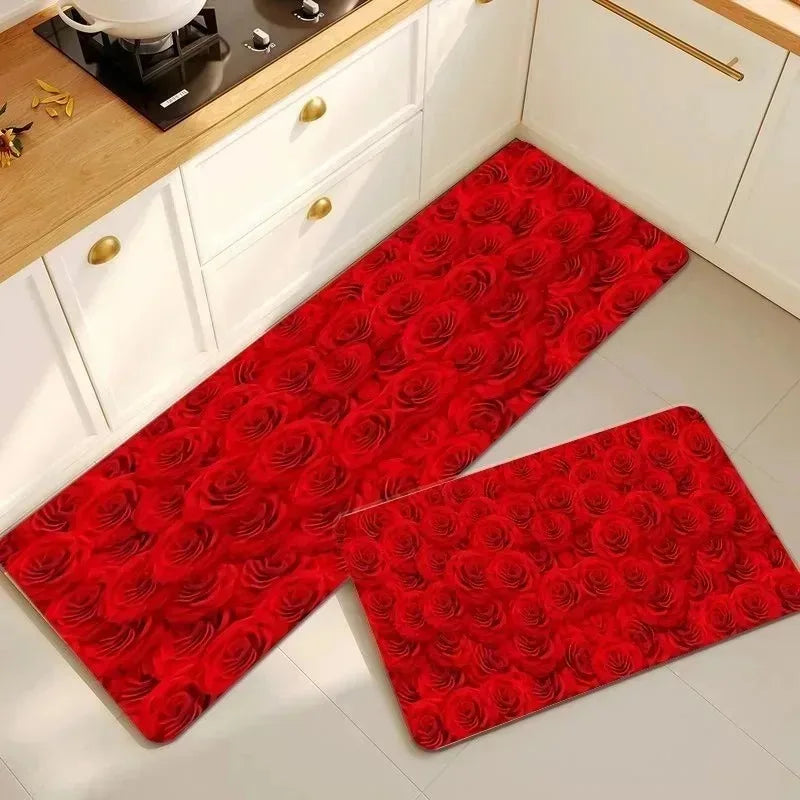 Navak Carpet 1 Stück 3D-Muster Landschaft Fußmatten Küchenteppiche Rutschfeste Pop-Design Badezimmerteppiche Badematte Teppich für Zuhause Waschbecken Wäsche Dekor