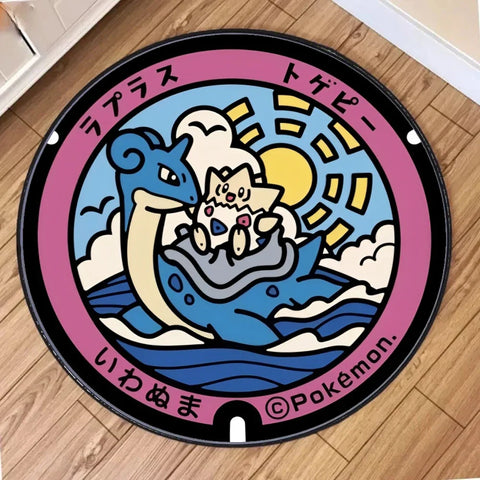 Navak Carpet Daily Picks Cute Pokemon Wartortle Round Rug for Living Room Decor Bedroom Rug Lounge Balcony Sofa Mat Swivel Chair Mat Kids Gift