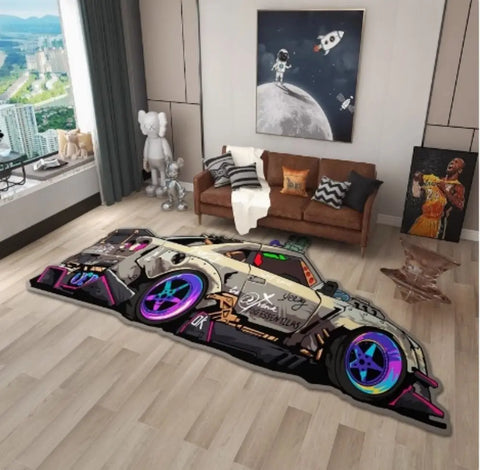Navak Carpet Exclusive Picks Unregelmäßig geformter Sportwagen-Teppich für Heimdekoration, Schlafzimmer, Nachttisch, Jungen-E-Sportzimmer, Arbeitszimmer-Bodenmatte