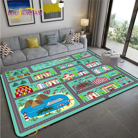 Navak Teppich Alfombra Straßenverkehrsroutenkarte Teppich Wohnzimmer Sofa Couchtisch Schlafzimmer Teppiche Küche Kinderspiel Anti-Rutsch-Bodenmatte Wohnkultur