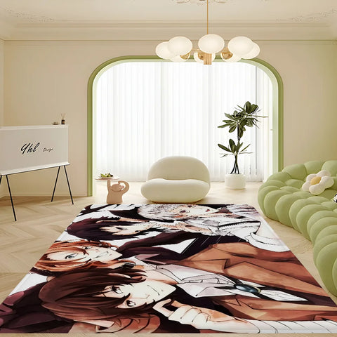 Navak Carpet Bungo Stray Dogs Zimmermatten Retro Multiple Choice Wohnzimmer Küchenteppich Rutschfester Willkommensteppich