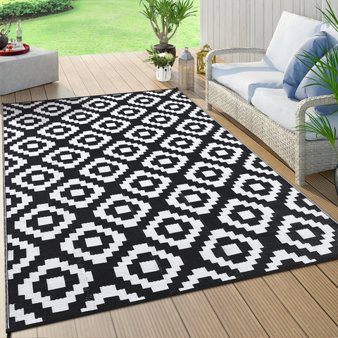 Navak Teppich, Outdoor-Teppich, Kunststoff-Strohteppich, moderner geometrischer wasserdichter Teppich, wendbare Outdoor-Bodenmatte für Terrasse, Veranda, Hinterhof, Picknick, Campi