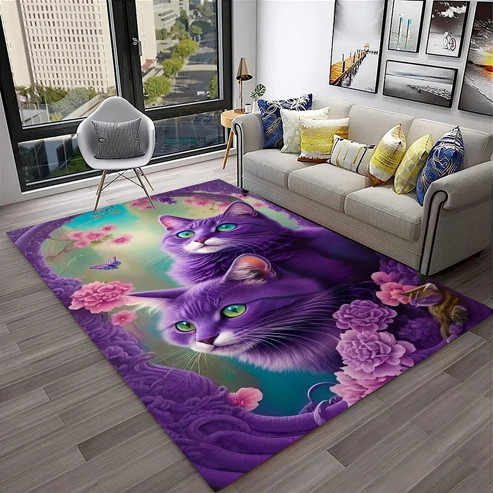 Navak Teppich, 3D, süße Katze, Blume, Cartoon-Teppich für Zuhause, Wohnzimmer, Schlafzimmer, Sofa, Fußmatte, Dekoration, Kinderspielbereich, rutschfeste Bodenmatte