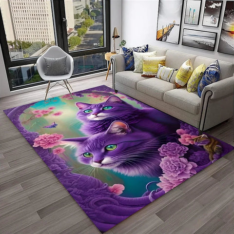 Navak Teppich, 3D, süße Katze, Blume, Cartoon-Teppich für Zuhause, Wohnzimmer, Schlafzimmer, Sofa, Fußmatte, Dekoration, Kinderspielbereich, rutschfeste Bodenmatte