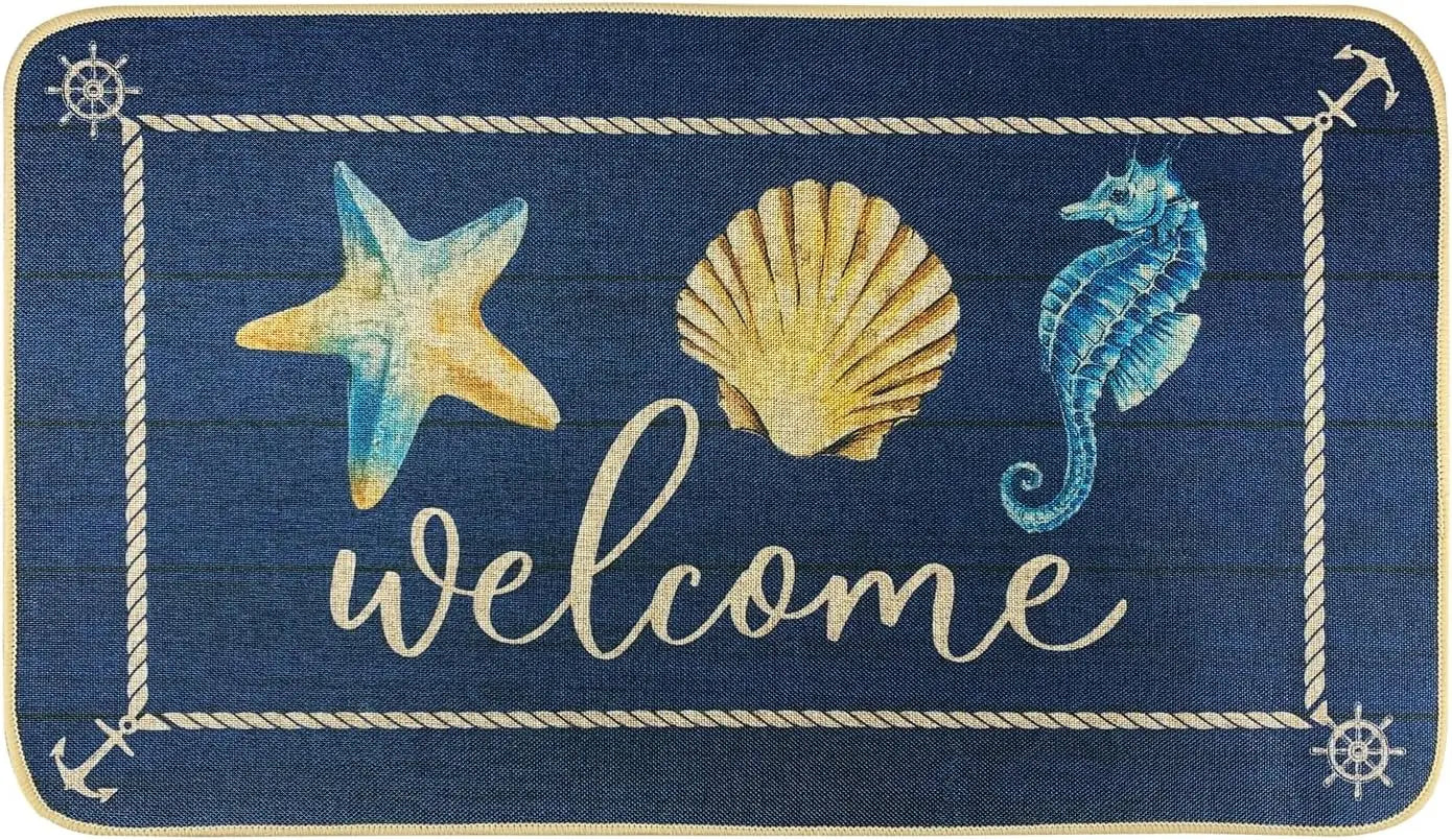 Navak Carpet SHIYUE Fußmatte für Boote, Willkommen an Bord, Matten, nautischer Küstenteppich für den Außenbereich, Heimboote, Eingangsseil, vorne, innen, außen, Eingang