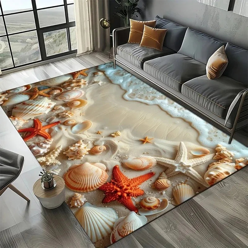 Navak Carpet 3D-Strandmuschel-Teppich für Kinderspielbereich und Schlafzimmer, rutschfestes Dekor