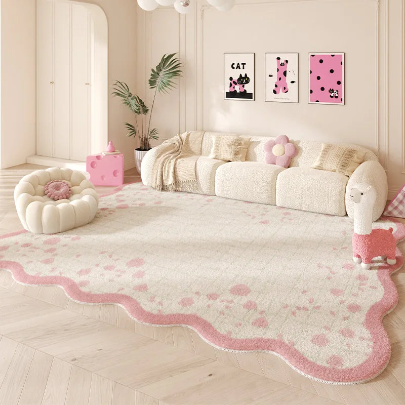 Navak Teppich Unregelmäßige Form Teppiche für Wohnzimmer Rosa Schlafzimmer Dekor Teppich Flauschig Weich Kinderzimmer Teppich Haushalt Verdickte Bodenmatte