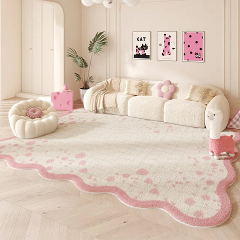 Navak Teppich Unregelmäßige Form Teppiche für Wohnzimmer Rosa Schlafzimmer Dekor Teppich Flauschig Weich Kinderzimmer Teppich Haushalt Verdickte Bodenmatte