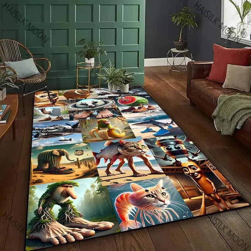Navak Carpet Daily Picks Erstellt virtuelle Kreaturen, italienischer Brainrot-Cartoon-Teppich, für Wohnzimmer, Schlafzimmer, Nachttisch, Badezimmer, Bodenmatte, Heimteppich, Geschenk
