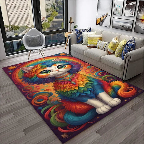 Navak Teppich, 3D, süße Katze, Blume, Cartoon-Teppich für Zuhause, Wohnzimmer, Schlafzimmer, Sofa, Fußmatte, Dekoration, Kinderspielbereich, rutschfeste Bodenmatte
