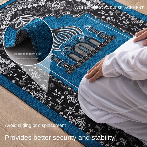 Navak Teppich Damen Herren Muslimischer Gebetsteppich Anbetung Kniend Bedruckte Bodenmatte Tragbare Reise-Gebetsteppiche Ramadan-Geschenk Weicher islamischer Gebetsteppich