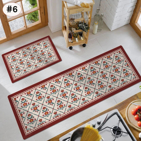 Navak Carpet Exclusive Picks American Light Luxury Wasserabsorbierende, rutschfeste, schmutzabweisende Fußmatte, Vintage-Kristallsamt-Küchentürteppich
