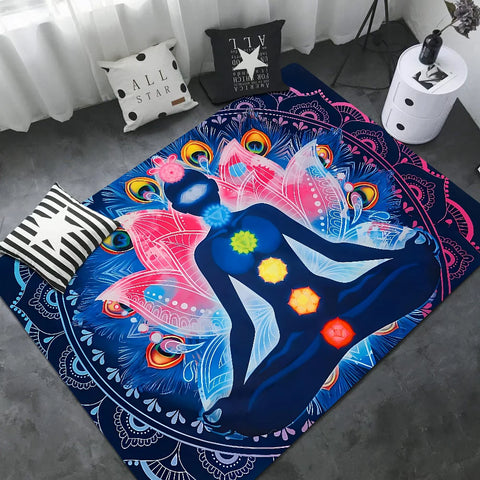 Navak Carpet Rainbow 7 Chakra Mandala Bohemia Yoga Fußmatte, waschbar, rutschfest, für Wohnzimmer, Sofa, Stühle, Bereichsmatte, Küche, Willkommens-Fußmatte