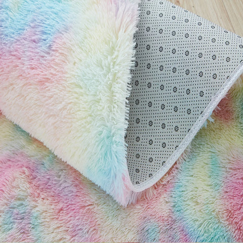 Navak Carpet Haarige Regenbogen-Teppiche für Kinderzimmer, Schlafzimmer, weiche, pelzige Teppiche, Wohnzimmer, Kinder-/Babyzimmer, Kinderzimmer, Spielzimmer, niedliche Zimmerdekoration, Bereichsteppich