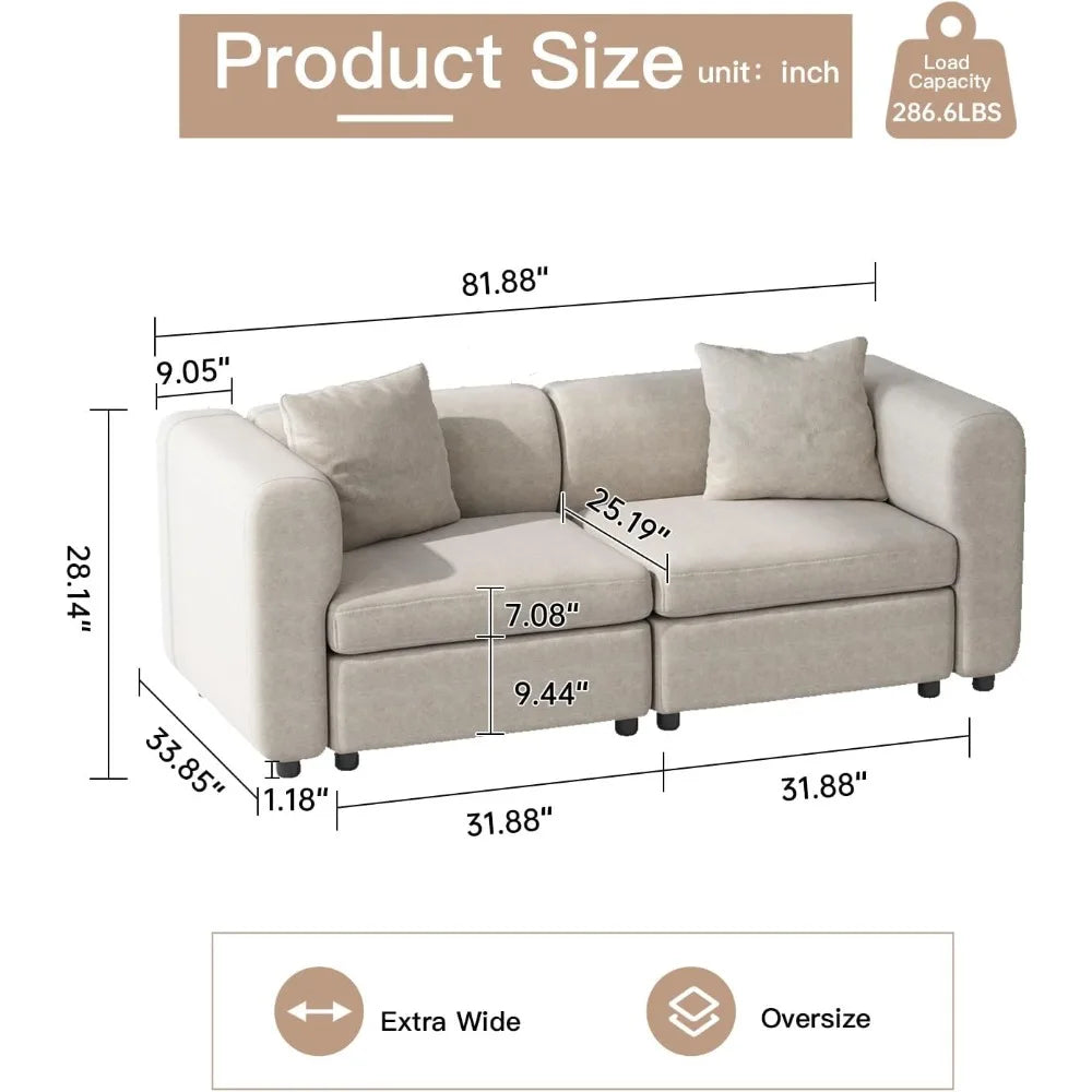 Navak Carpet Love Seaters, extra großes Ecksofa für das Wohnzimmer, 2-Sitzer für kleine Wohnungen, umwandelbares Freizeitsofa, tiefe Sofas