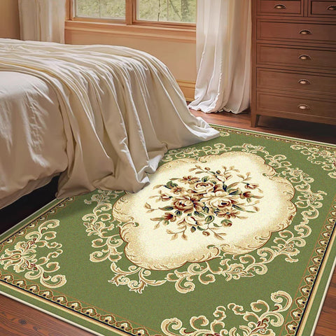 Navak Carpet European Style Green Carpet for Living Room Luxury Decoration Bedroom Bedside Plush Rug Lounge Sofa Non-slip Washable Floor Mat