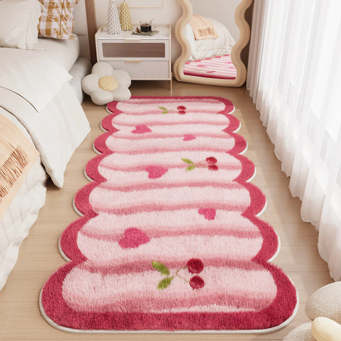 Navak Teppich Schachbrett-Teppiche für Wohnzimmer, niedlicher Schlafzimmer-Dekor-Teppich, flauschig, weich, unregelmäßig, Plüsch-Teppich fürs Bett, verdickte Bodenmatte