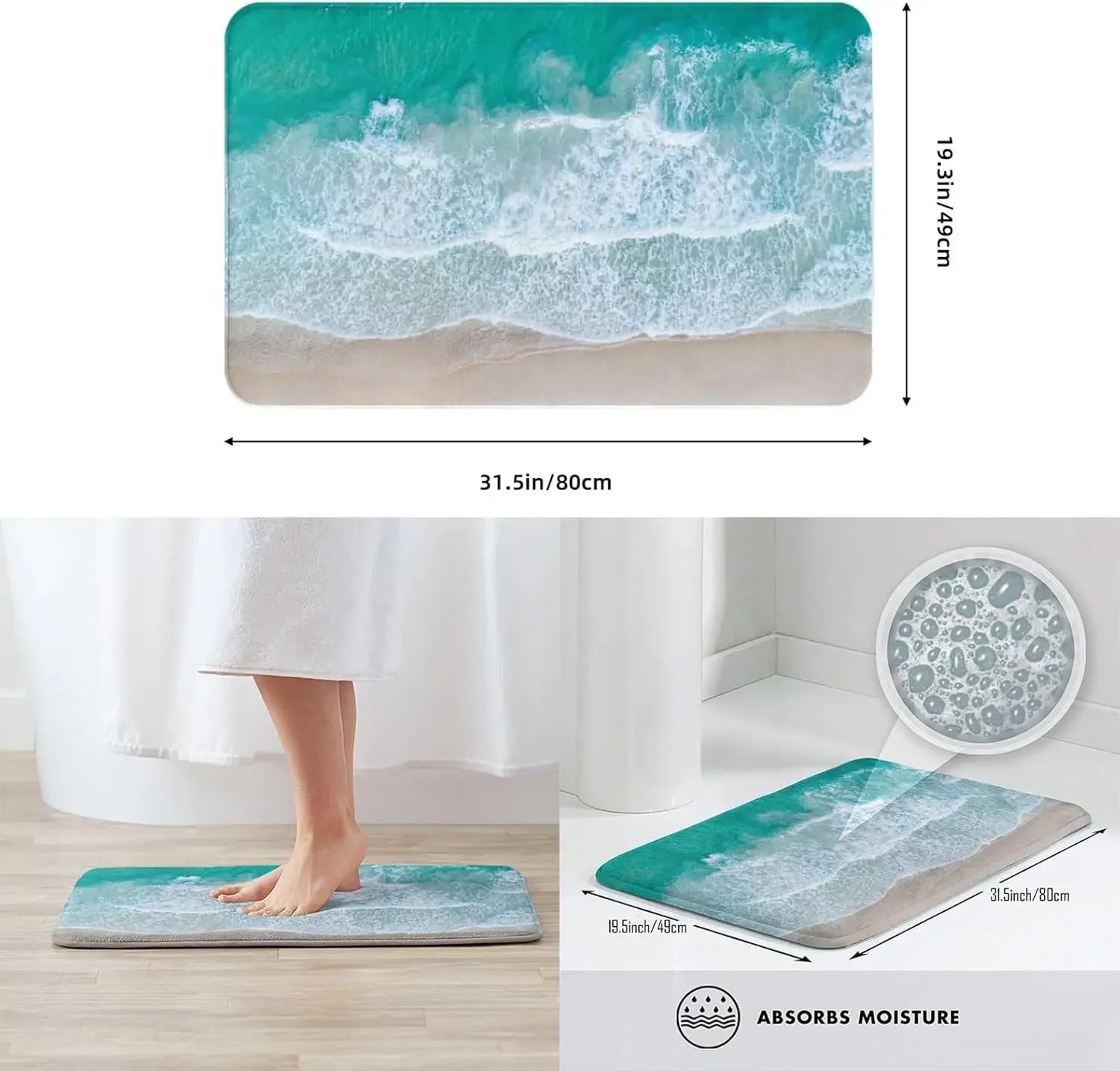 Navak Teppich, nautische Küsten-Strandwellen, Eingangs-Fußmatte, Heimdekoration, Küche, Flur, Balkon, Teppiche, Badezimmer, Anti-Rutsch-Matte, Fußpolster