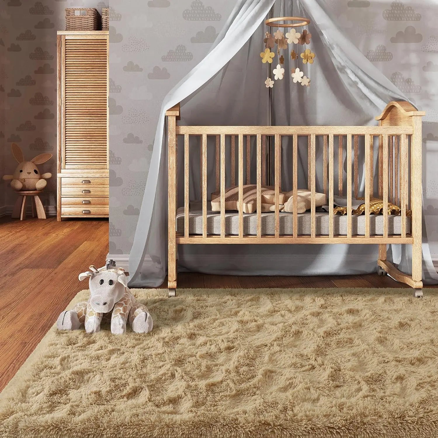 Navak Teppich Seidenwollteppich Wohnzimmer Plüschteppich Schlafzimmerboden Flauschige Matten Rutschfeste Wohnkultur Weicher Samtteppich Kinderzimmerdecken