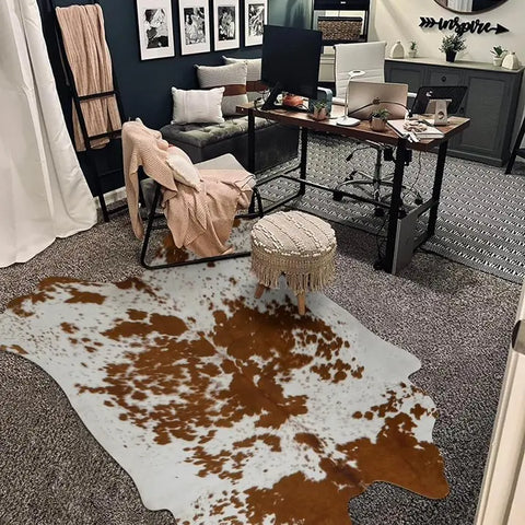 Navak Teppich im amerikanischen Stil mit Tiermuster, Kunstfell-Rindslederteppich, Schlafzimmerteppich, Zimmerteppich für Wohnzimmerteppiche, Hausdekoration, Fußmatten