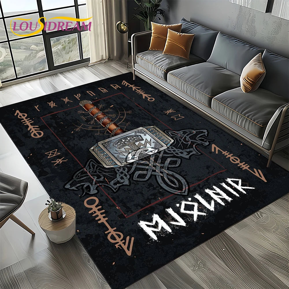 Navak Teppich Odin Viking Symbol Valknut Nordic Valhalla Teppich Teppich für Wohnzimmer Schlafzimmer Home Sofa Dekoration, Bereich Teppich rutschfeste Bodenmatte