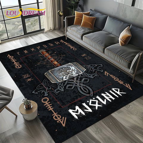 Navak Teppich Odin Viking Symbol Valknut Nordic Valhalla Teppich Teppich für Wohnzimmer Schlafzimmer Home Sofa Dekoration, Bereich Teppich rutschfeste Bodenmatte