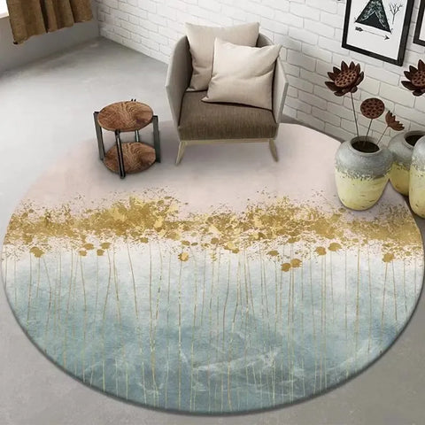Navak Teppich Abstrakte Kunst Runder Teppich Wohnzimmer Sofa Schlafzimmer Dekorativer Teppich Computerstuhl Bodenmatte Rutschfest