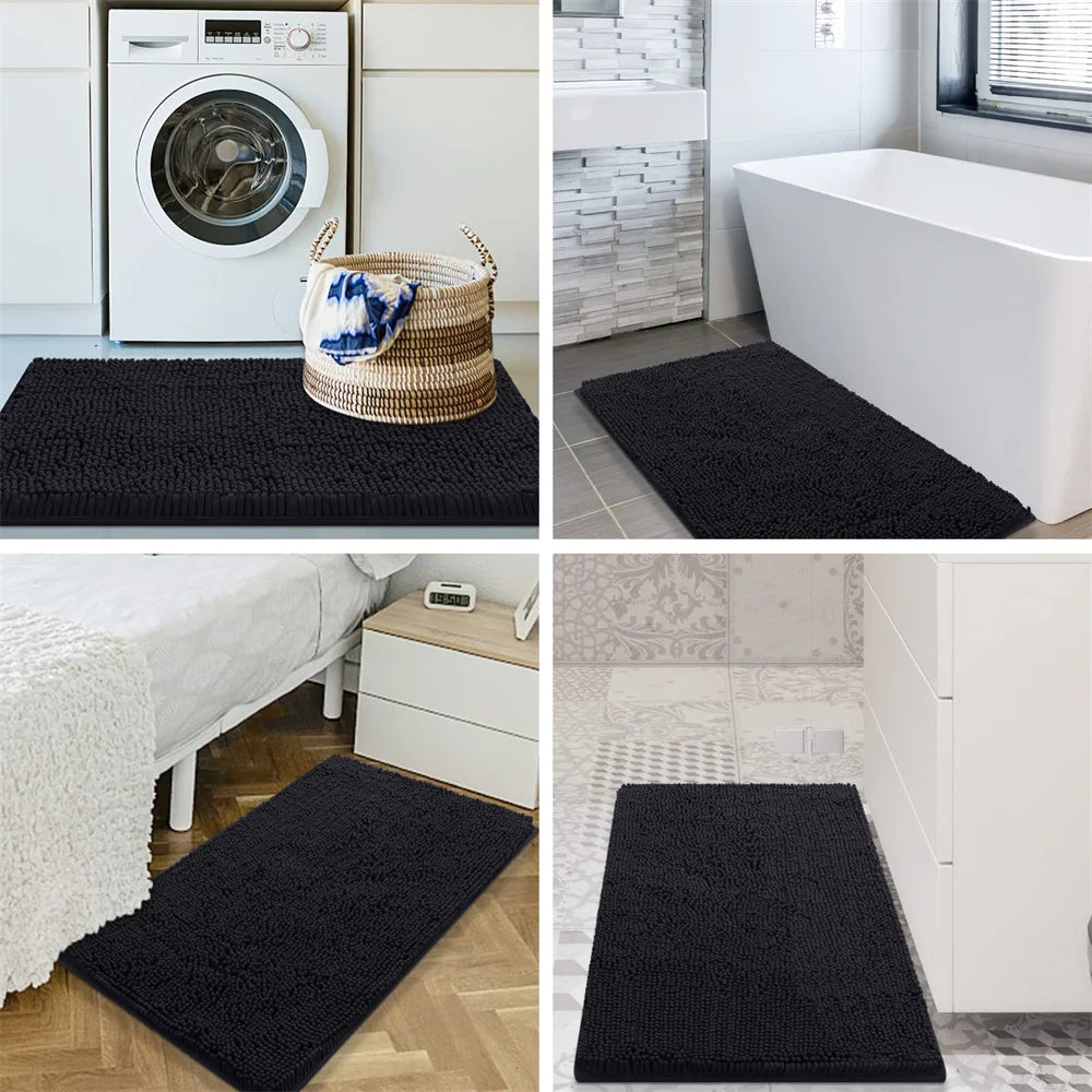 Navak Carpet Olanly Chenille-Badezimmerteppich, extra weich, zottelige Badematte, rutschfeste Badezimmer-Bodenmatte, wasserabsorbierende Plüsch-Mikrofaser-Teppiche für die Dusche
